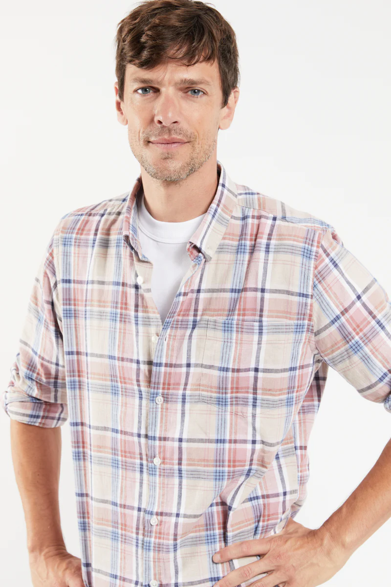 Chemise à carreaux - coton et lin - Image 3