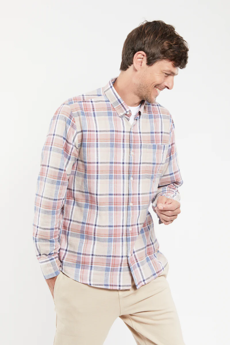 Chemise à carreaux - coton et lin - Image 4