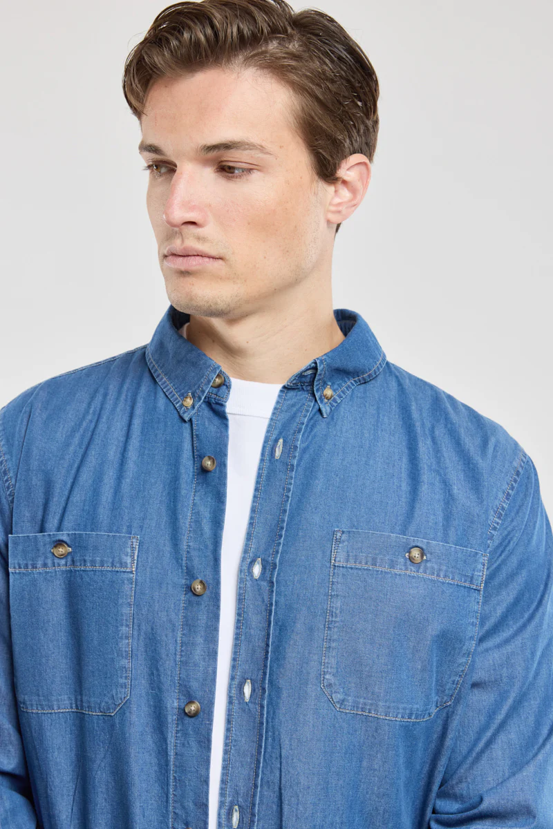 Chemise coupe droite - denim - Image 2