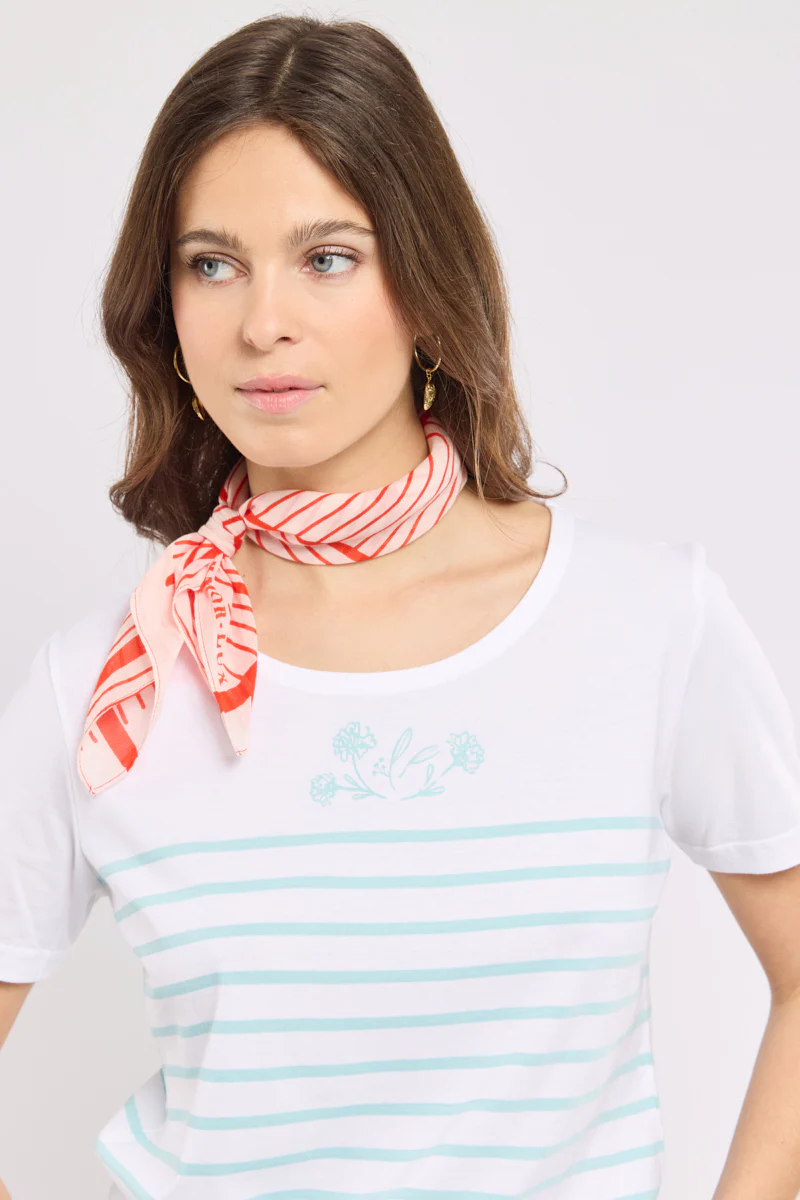 Marinière fleurs - coton léger - Image 2