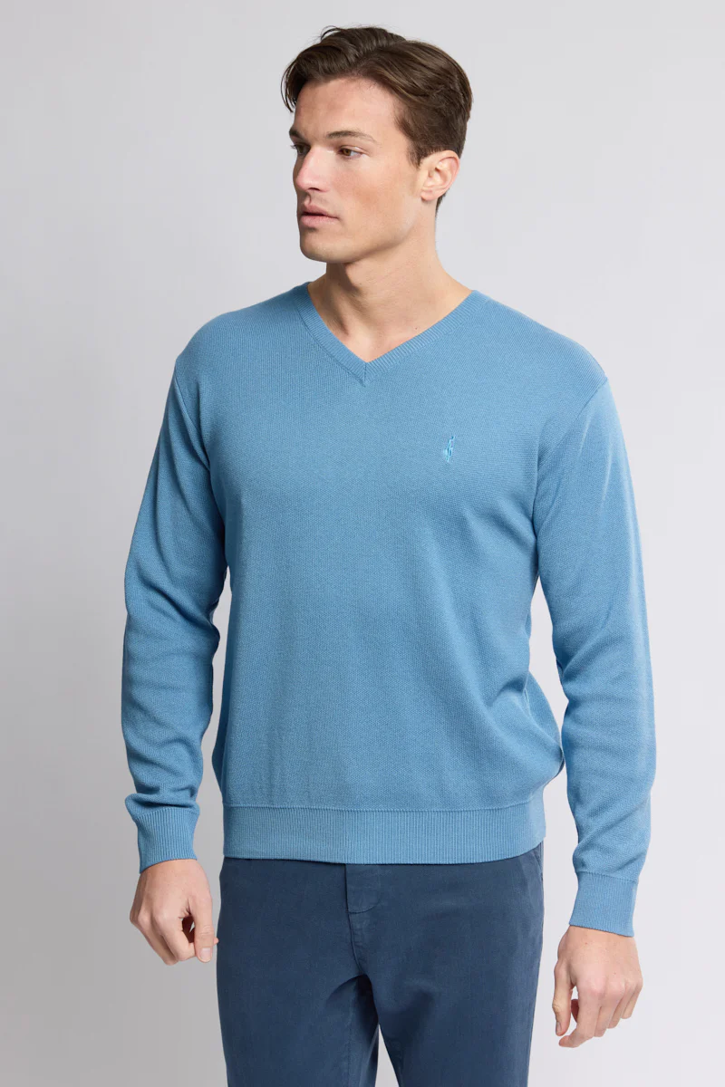 Pull col V - coton