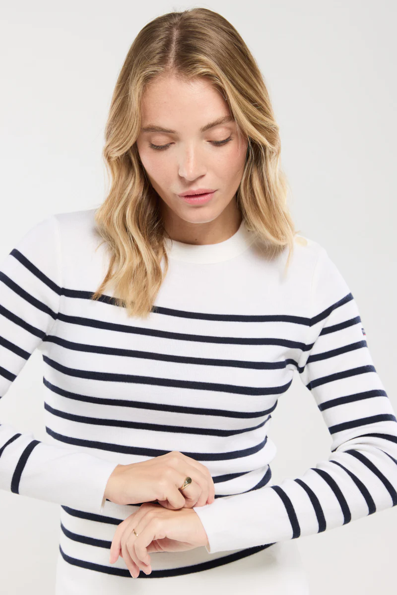 Pull marin rayé Briac - laine mérinos - Image 6