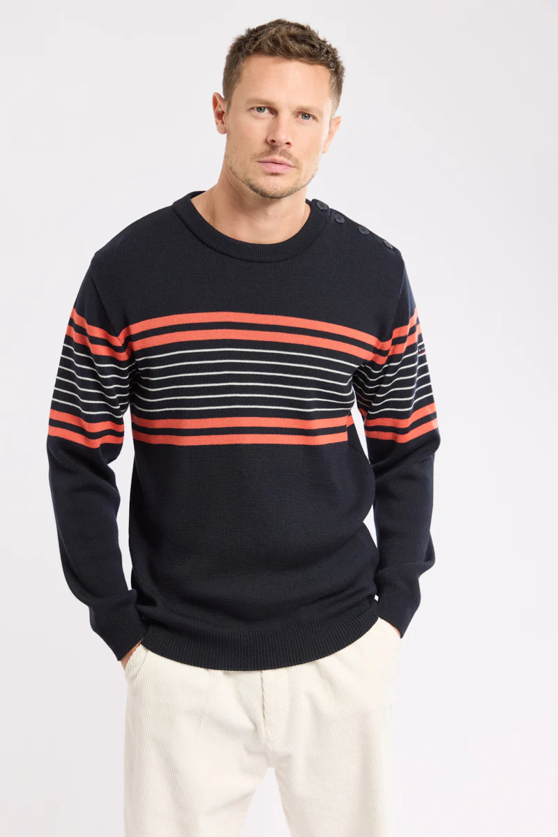 Pull marin rayé - laine