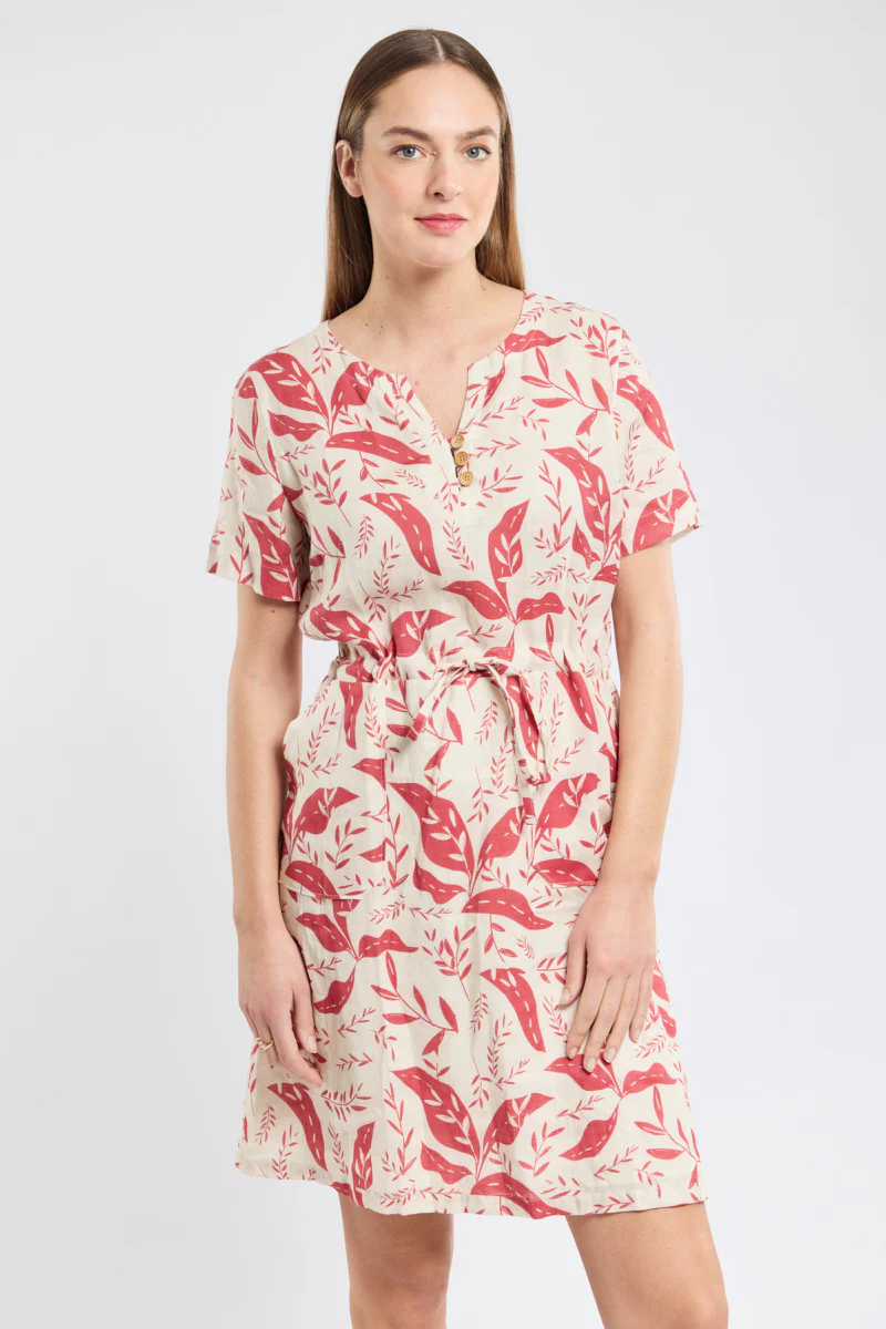 Robe motifs végétaux - lin