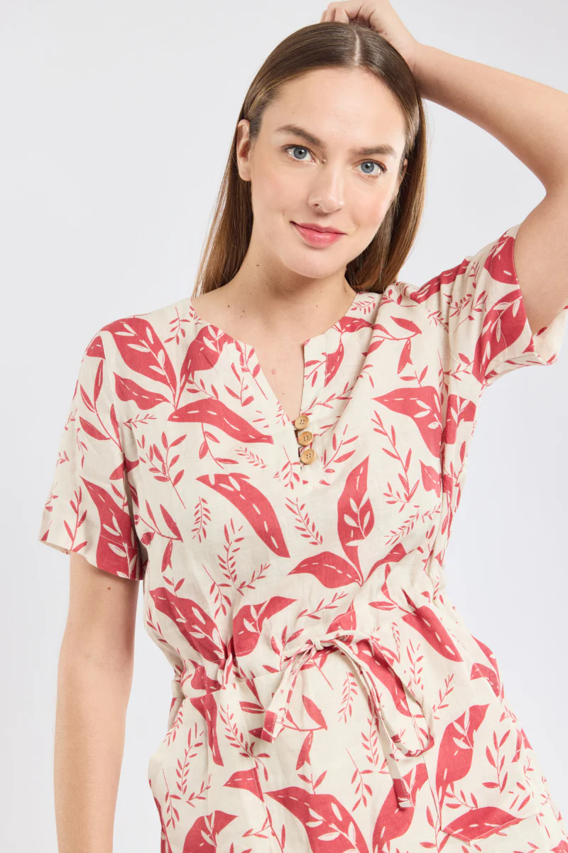 Robe motifs végétaux - lin - Image 2