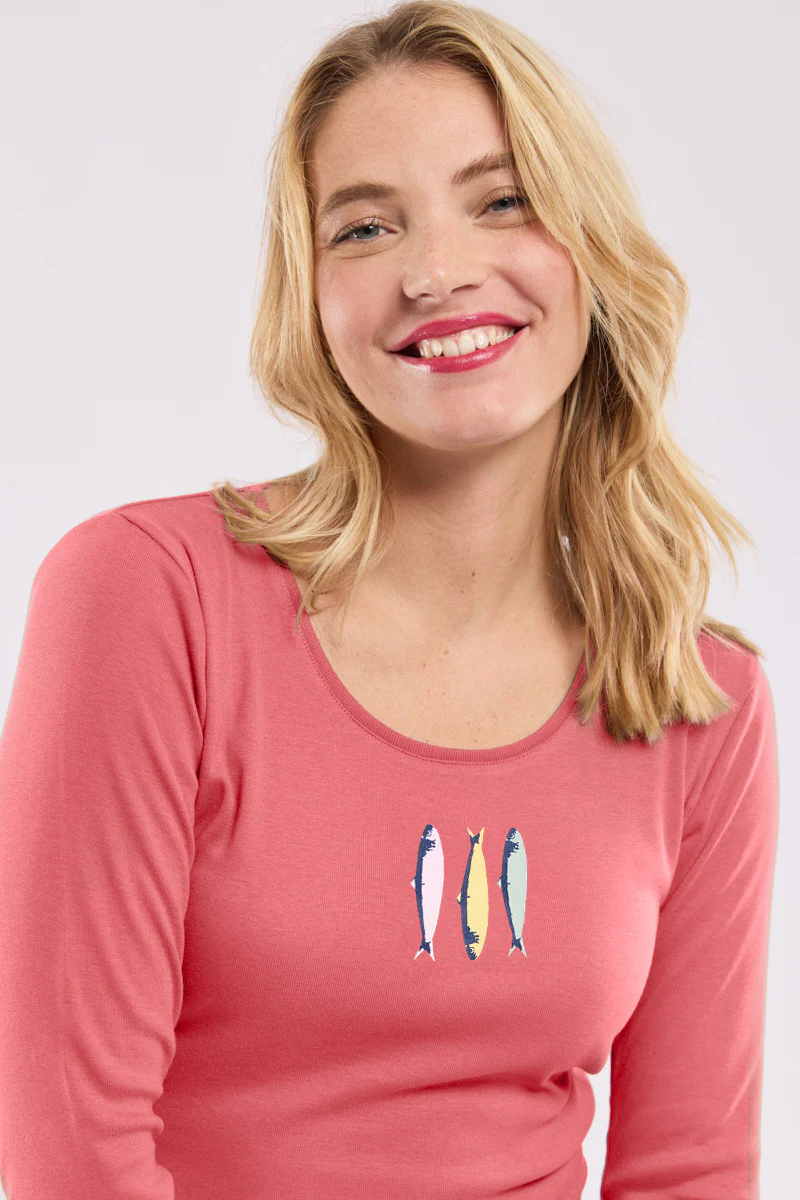 T-shirt manches 3/4 sardines - coton léger - Image 2