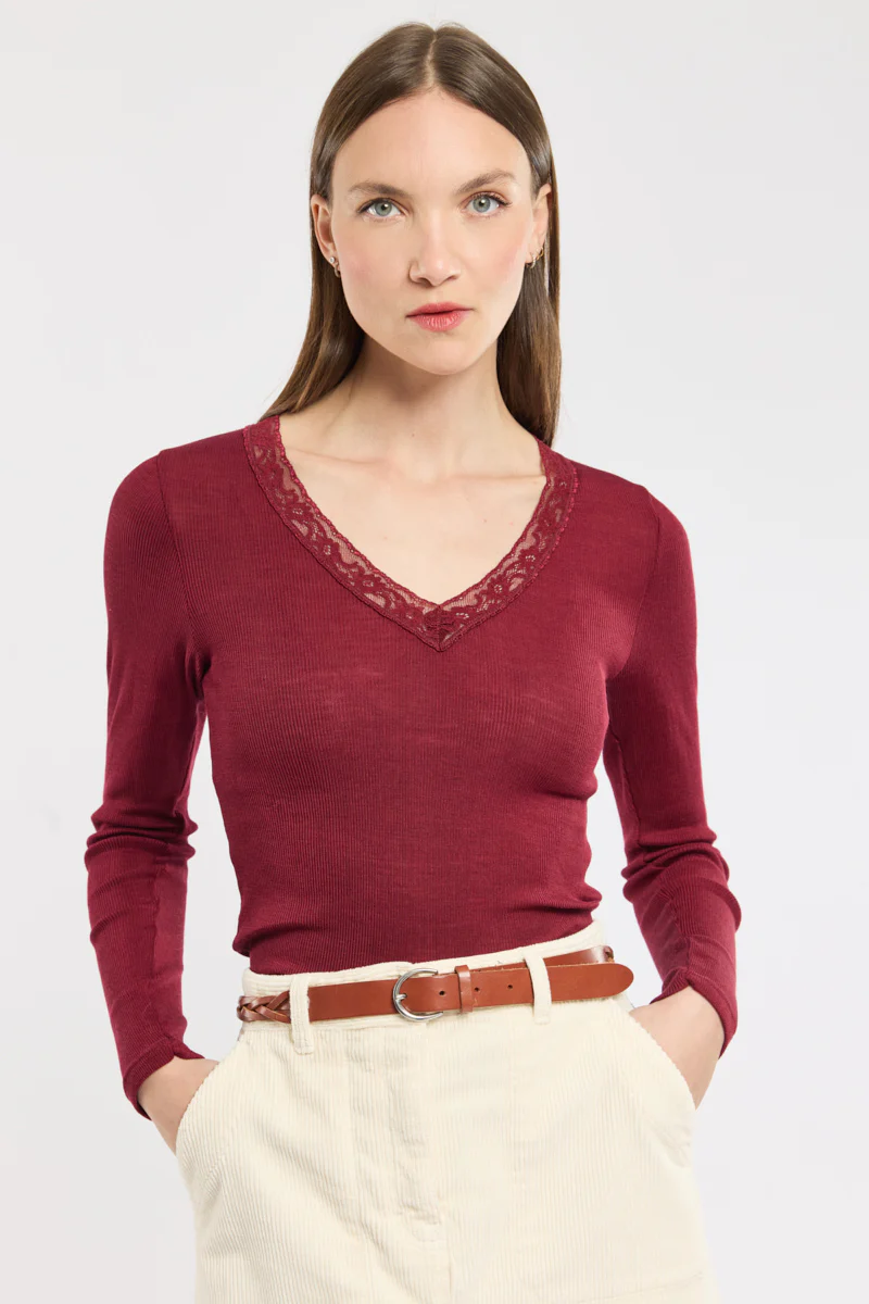 T-shirt manches longues - laine et soie